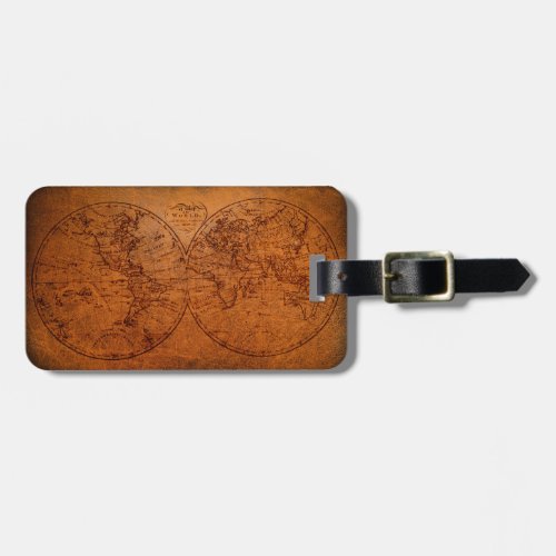 Vintage Old World Antique Map Personalized Luggage Tag