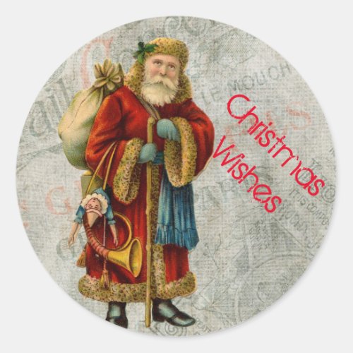 Vintage Old World Christmas Santa Classic Round Sticker
