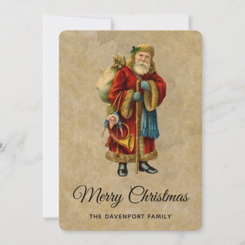 Vintage Old World Christmas Santa Claus Holiday Card