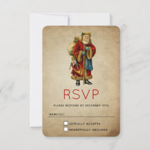 Vintage Old World Christmas Santa Claus RSVP Card