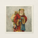 Vintage Old World Christmas Santa Paper Napkins<br><div class="desc">A vintage image of the classic old world santa, wearing his famous red coat and carrying a bag full of toys. This old-fashioned Santa, also known as old Saint Nicholas is slim and holds a walking stick for travelling throughout the land gifting toys to all the girls and boys. The...</div>