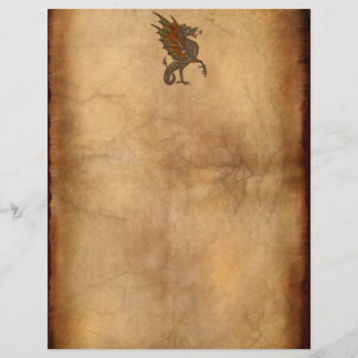 Vintage Old World Dragon on Parchment effect