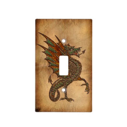Vintage Old World Dragon on Parchment effect Light Switch Cover