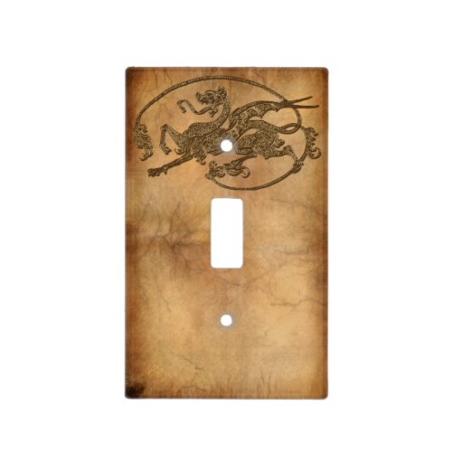 Vintage Old World Dragon on Parchment effect Light Switch Cover