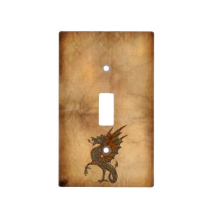 Vintage Old World Dragon on Parchment effect Light Switch Cover