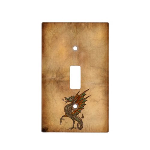 Vintage Old World Dragon on Parchment effect Light Switch Cover
