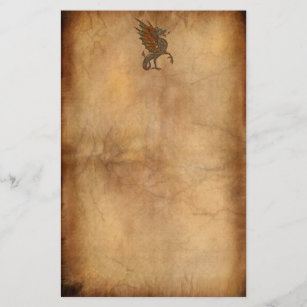 Vintage Old World Dragon on Parchment effect Stationery