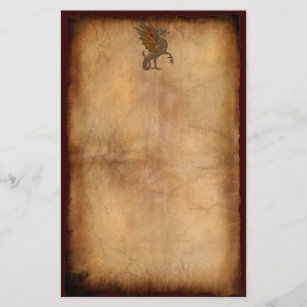 Vintage Old World Dragon on Parchment effect Stationery