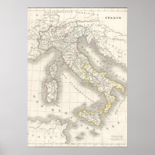 Vintage old world Italy map Italian foodie Poster