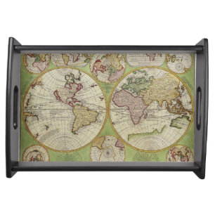 Vintage Old World Map 7 History Design Serving Tray
