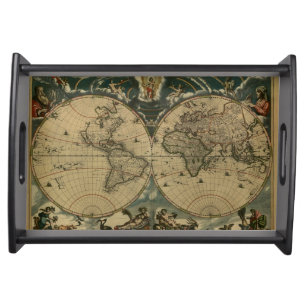 Vintage Old World Map 8 History Design Serving Tray