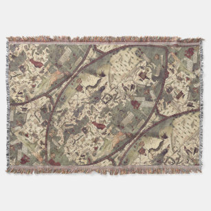 vintage old world map blanket
