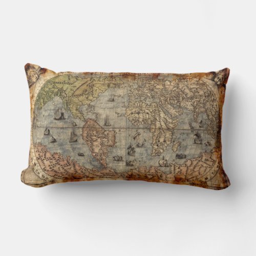 Vintage Old World Map Decor Cushion Throw Pillow