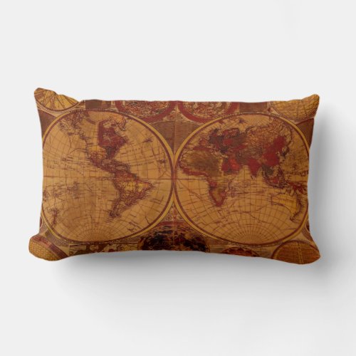 Vintage Old World Map Decor Cushion Throw Pillow