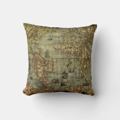 Vintage Old World Map Decor Cushion Throw Pillow