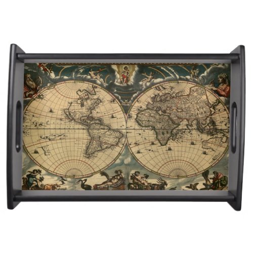 Vintage Old World Map History_lover Design Serving Tray
