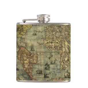 Vintage Old World Map History-lover's Hip Flask