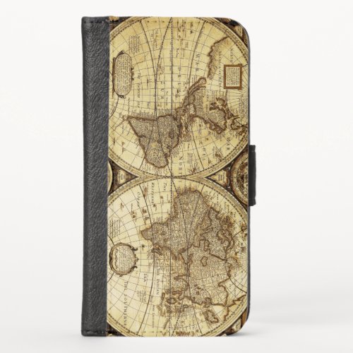 Vintage Old World Map iPhone XS Wallet Case