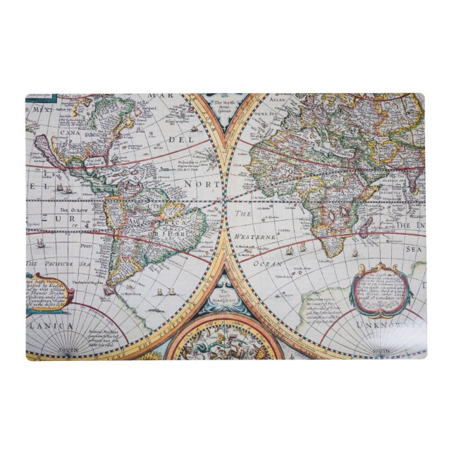 Vintage old world map Laminated Placemat (Front)