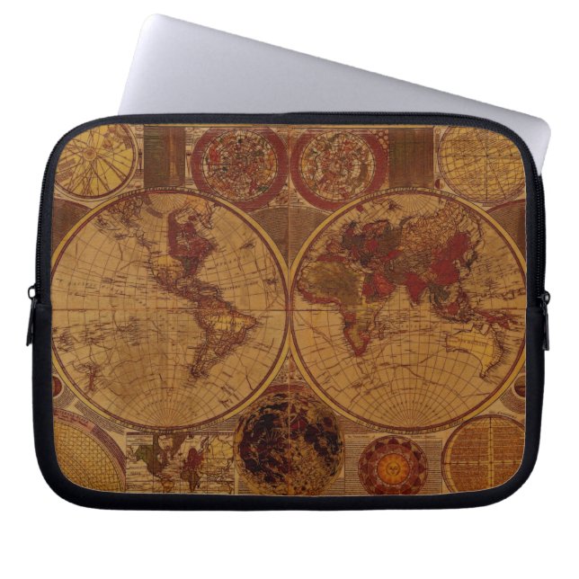 Vintage Old World Map  Laptop Sleeve (Front)