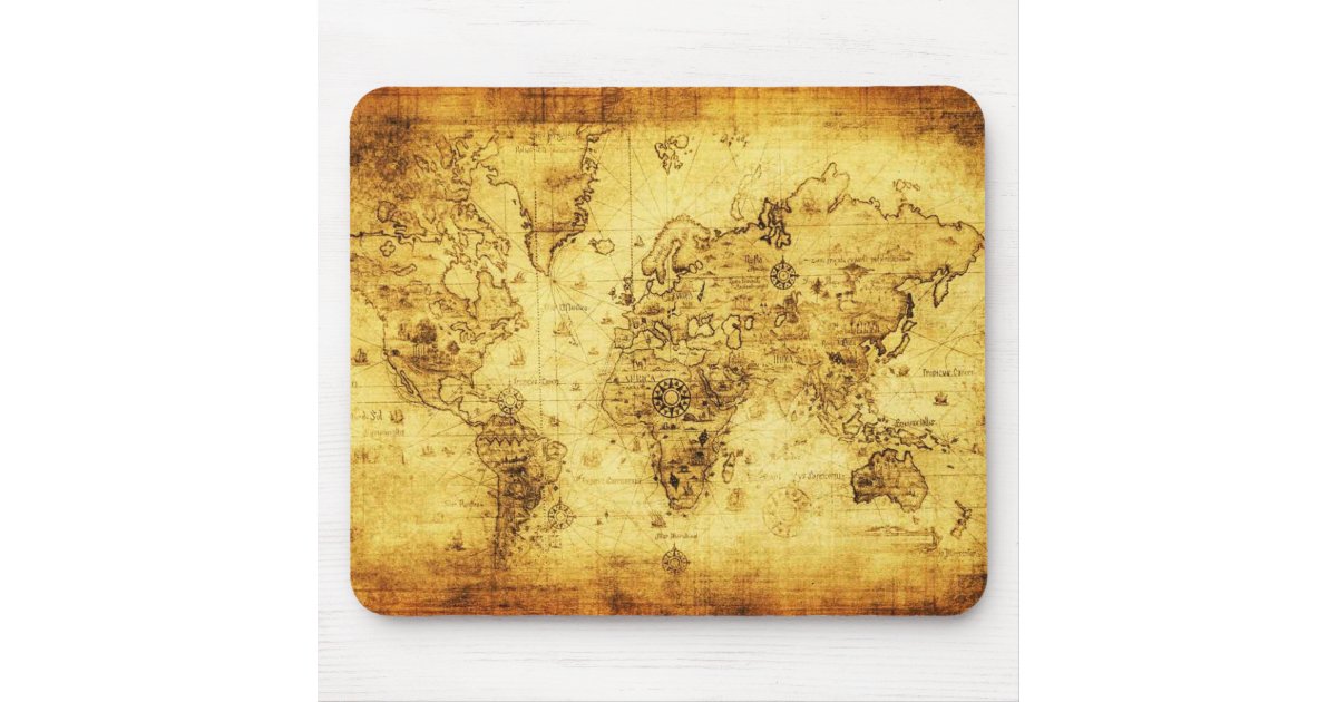 Fabel Banzai Mm Vintage old world map mouse pad | Zazzle