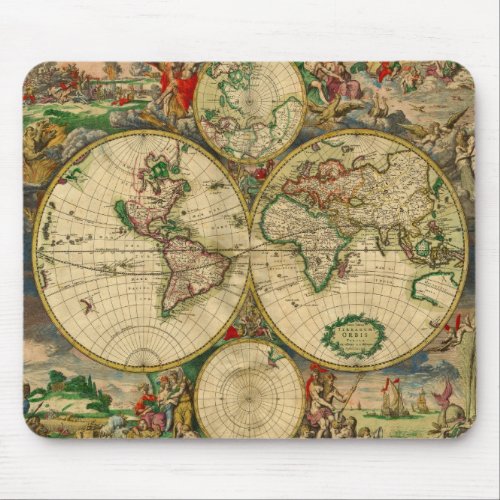 Vintage old world map mouse pad