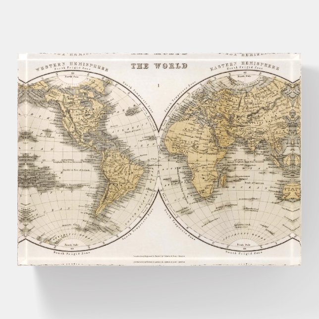 Vintage Old World Map Paperweight (Front)
