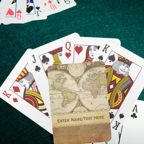 Vintage Old World Map Personalized Poker Cards
