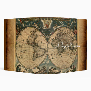 Vintage Old World Map Photo Album 3 Ring Binder