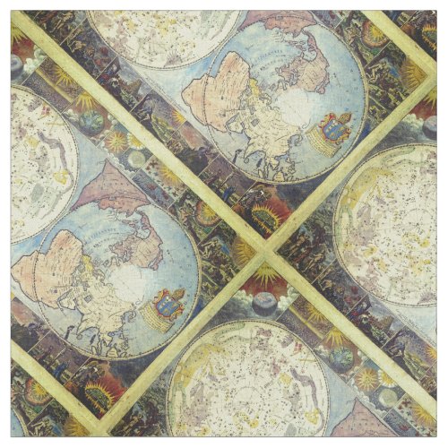 Vintage Old World Map Tiled Pattern Fabric