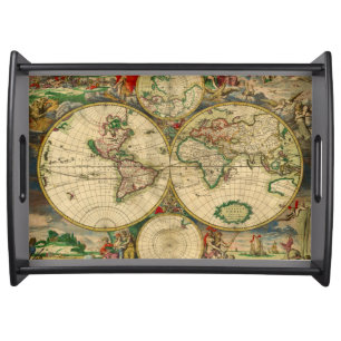 Vintage old world Maps Antique map Serving Tray