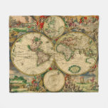 Vintage Old World Maps Fleece Blanket