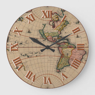 Vintage old world Maps Large Clock