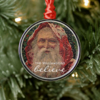 Vintage Old World Santa BELIEVE Family Name