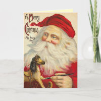 Vintage Old World Santa Christmas Card