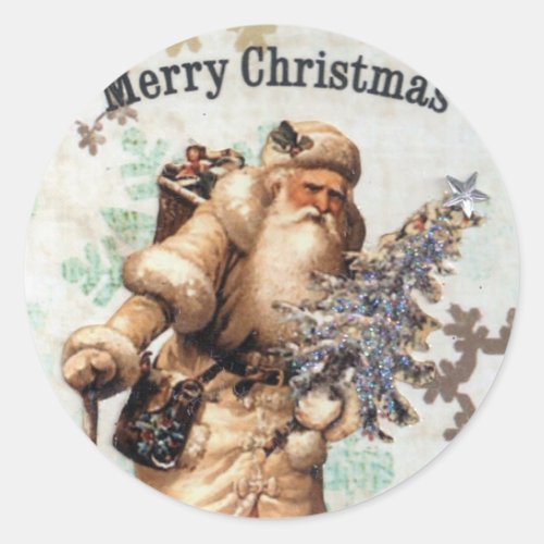 Vintage Old World Santa Claus Christmas Stickers
