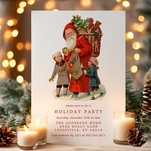 Christmas Party Invitations 15 Vintage Old World Santa Claus Kids Holiday Party Invitation