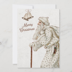 Vintage Old World Santa with Cane Holiday Card