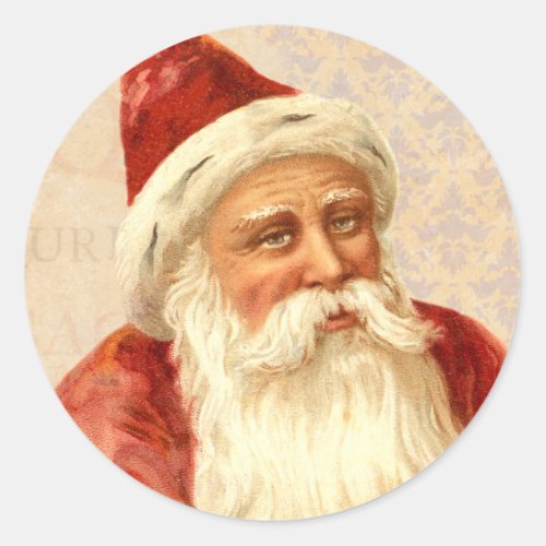 Vintage Old World Santa with Kind Face Classic Round Sticker