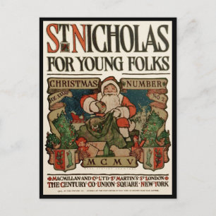 VINTAGE OLD WORLD ST NICHOLAS CHRISTMAS COLLAGE HOLIDAY POSTCARD