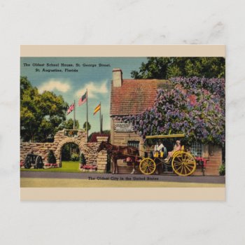 Vintage Oldest School House St. Augustine Postcard by RetroMagicShop at Zazzle