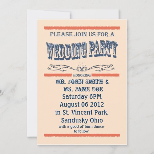 vintage oldwest country Wedding invitation