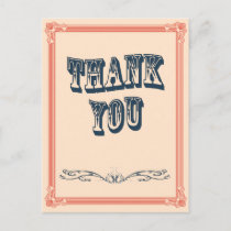 vintage oldwest country Wedding Thank you Card