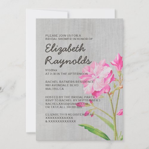 Vintage Oleander Bridal Shower Invitations