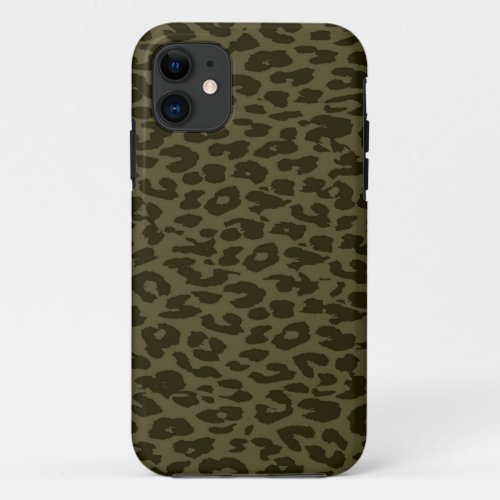 Vintage Olive Animal print fur of leopard iPhone 11 Case