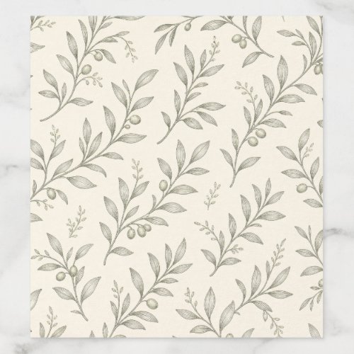 Vintage Olive Botanical Wedding Envelope Liner