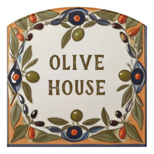 Vintage Olive Custom House Name Plate Plaque Sign
