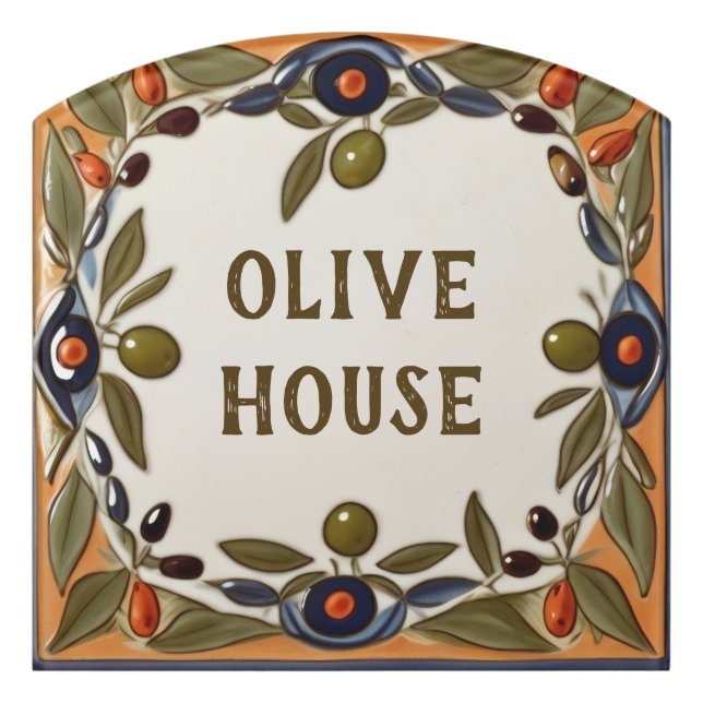 Vintage Olive Custom House Name Plate Plaque Sign (Contour Front)