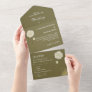 Vintage Olive Green And Gold Wedding  All In One Invitation