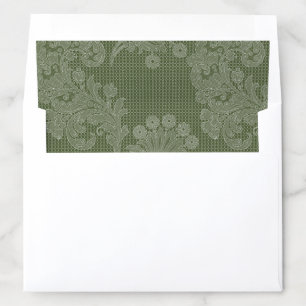 Vintage Olive Green Lace Wedding Envelope Liner